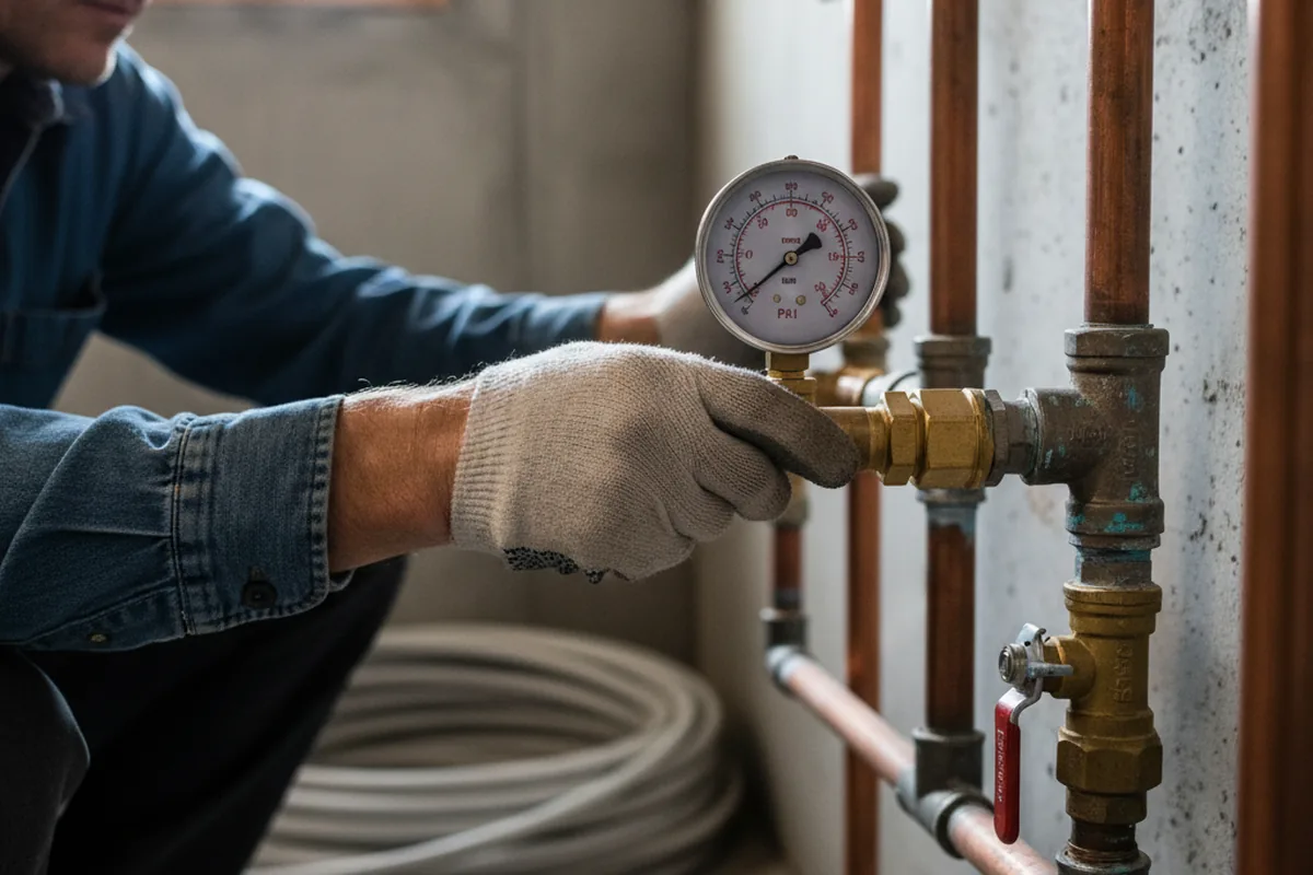 Pressure testing a repaired line during Water Line Repair in Whitman